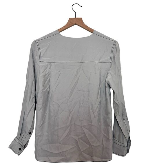 Rag & Bone Debbie XXS Silk Surplice long sleeves gray Minimalist blouse - Picture 3 of 12